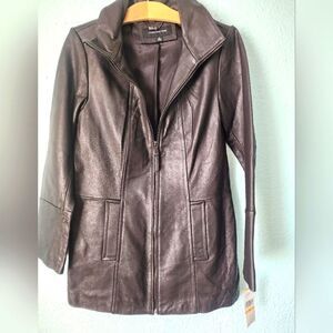 Jones New York Chocolate Leather Jacket New With Tags